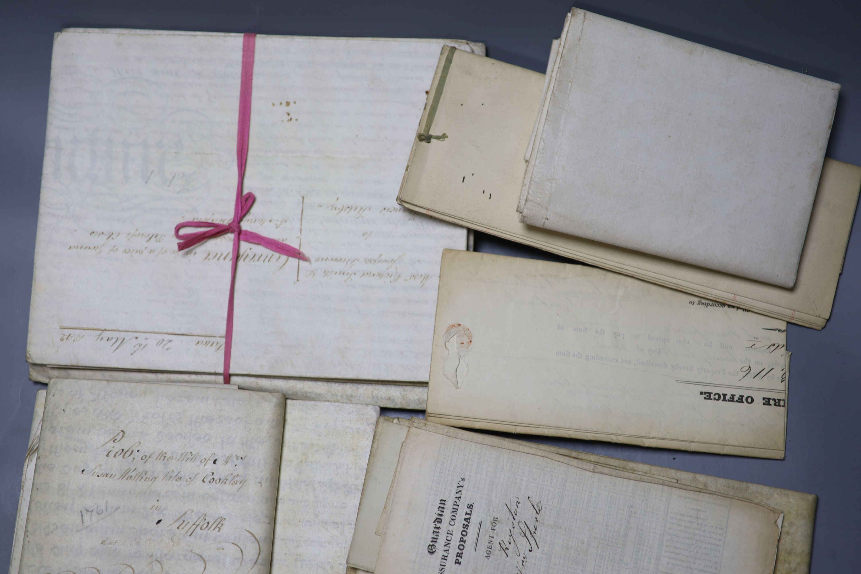 A quantity of 17th-19th century vellum indentures and deeds, one dated 1610 and two 1693